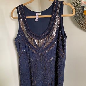 Sequin Navy Blue Cocktail Dress